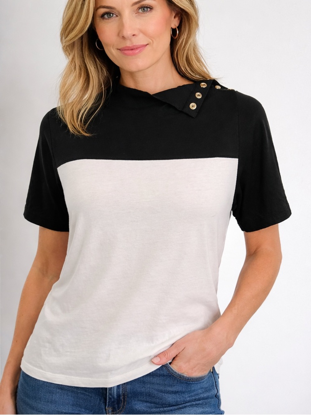 Nation Los Angeles Colorblock T-Shirt Size L 100% Organic Cotton Nautical